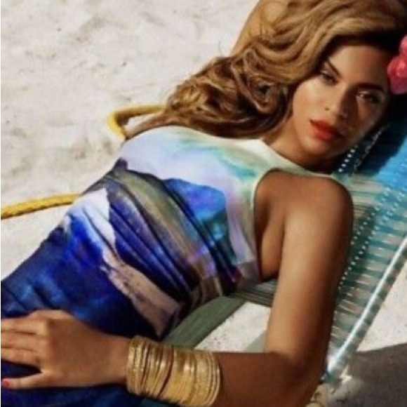 Beyoncé x HM Watercolor art limited edition Bodycon Sold Out Scuba Dress XS - Picture 4 of 8